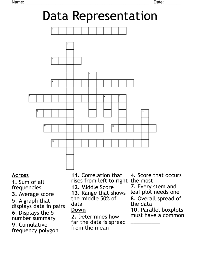 Data Representation Crossword