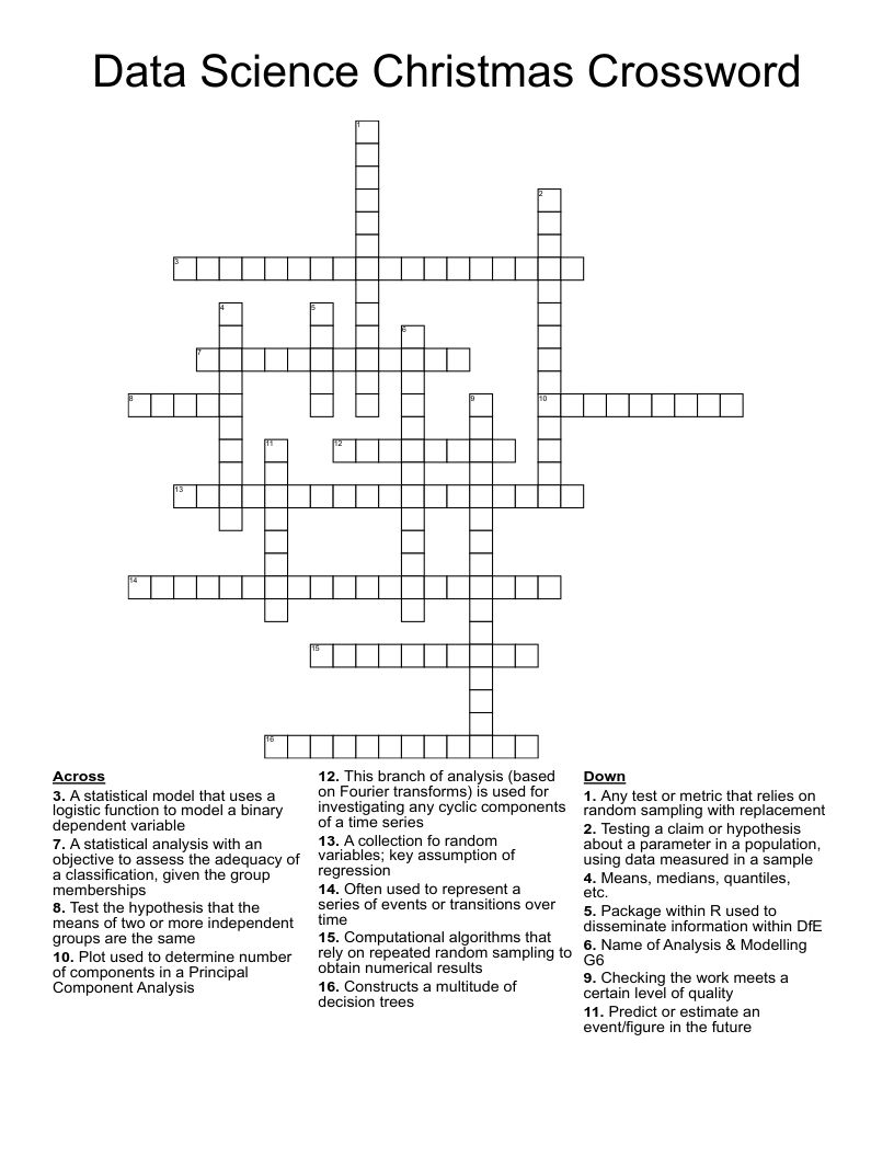 Data Science Christmas Crossword