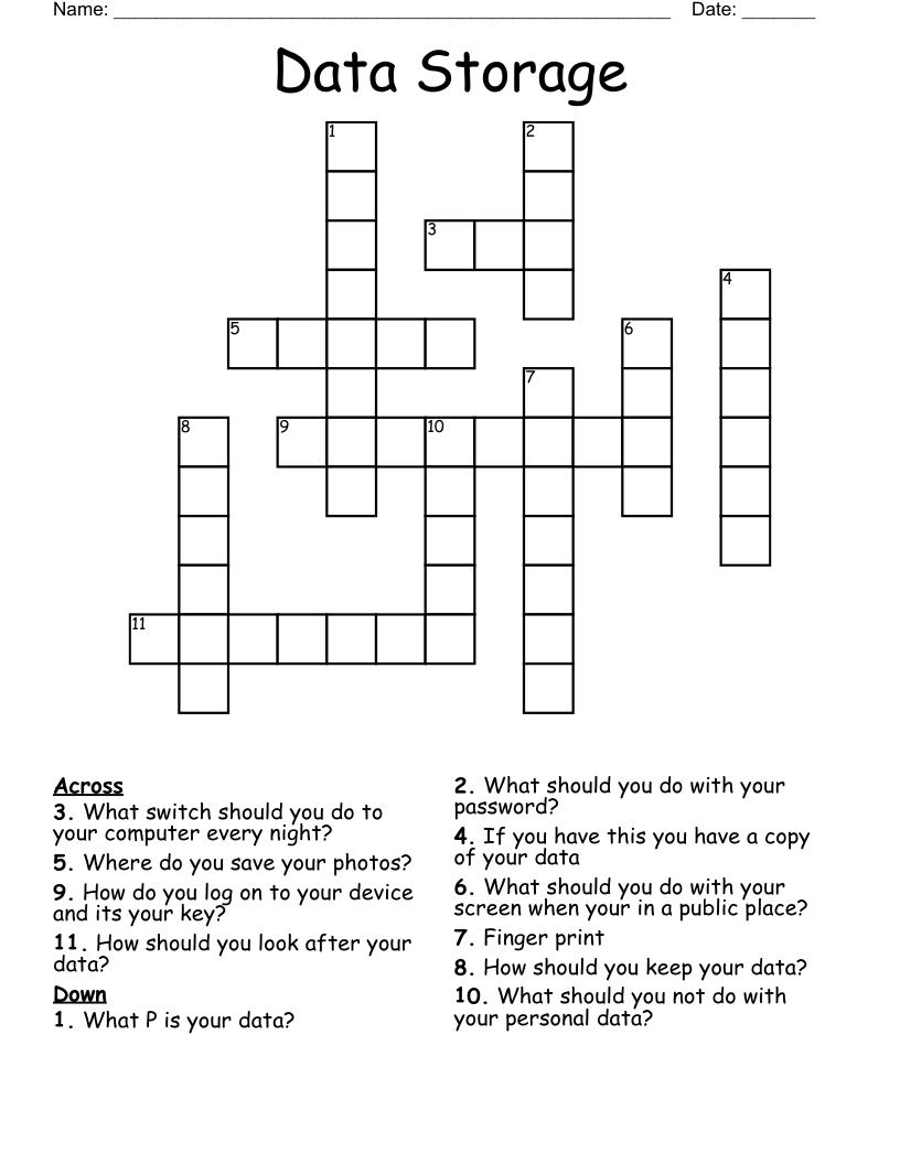 Data  Storage Crossword