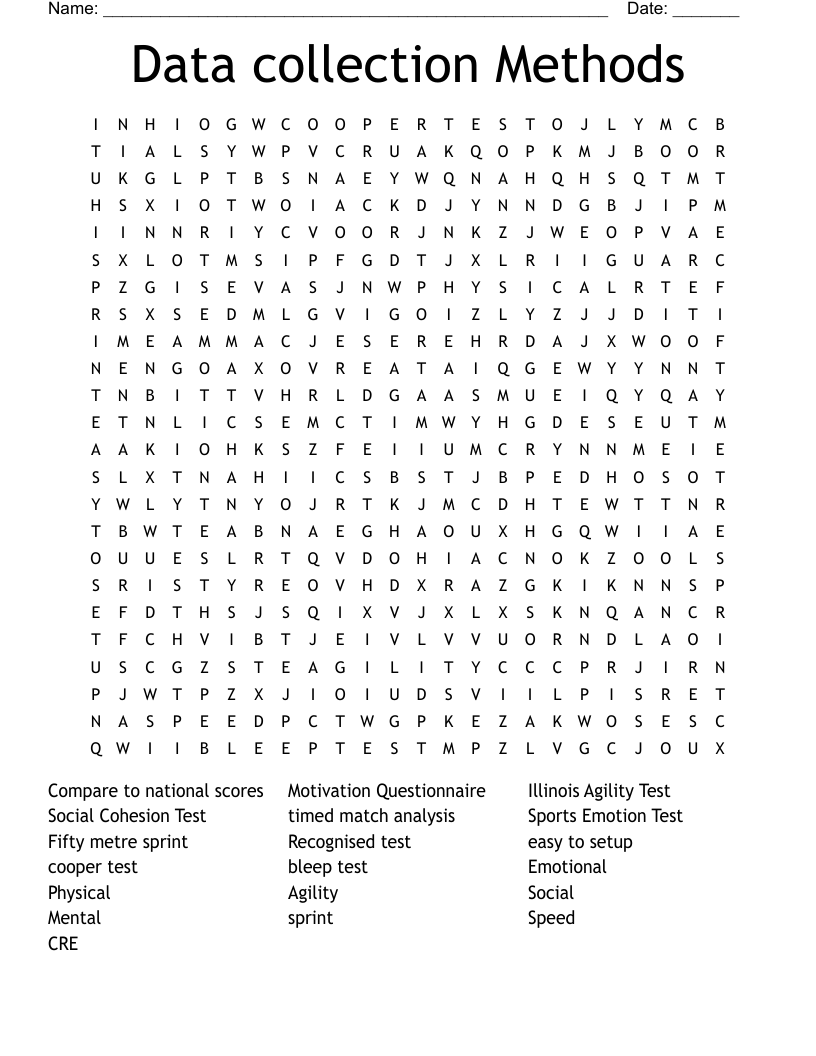 Data collection Methods Word Search