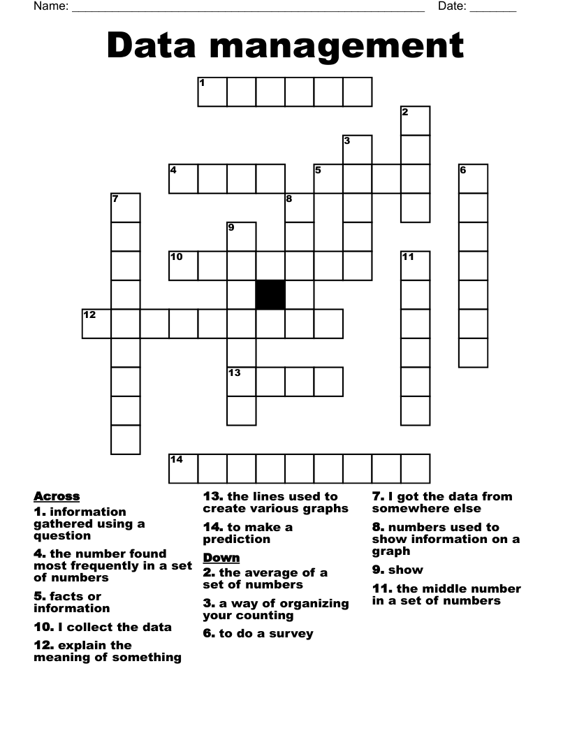 Data management Crossword