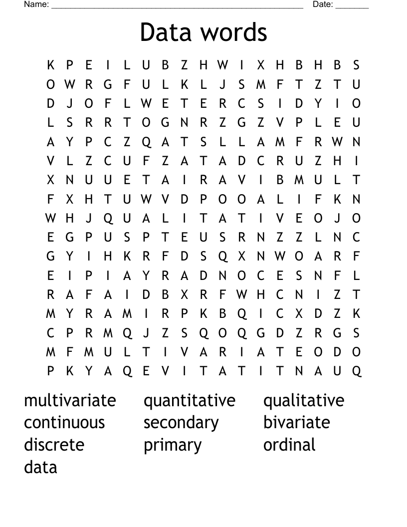 Data words Word Search