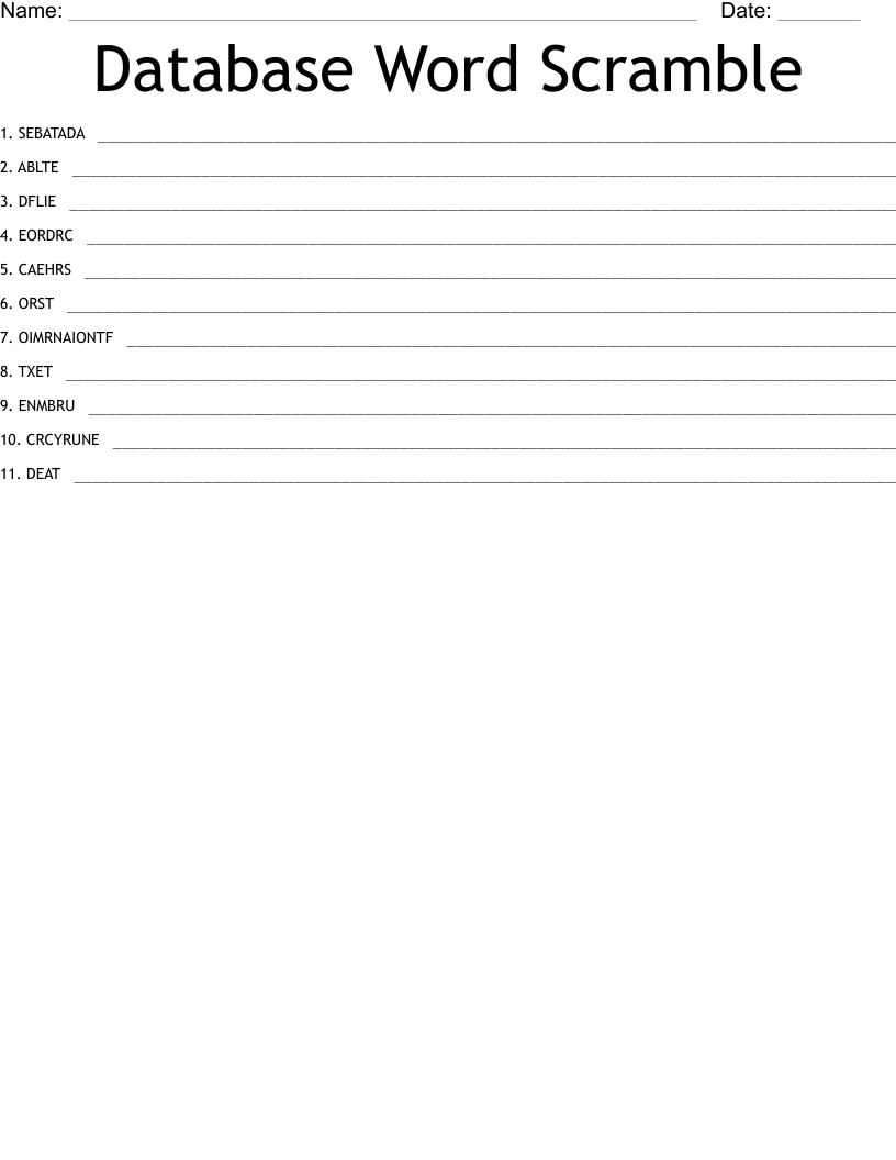 Database Word Scramble