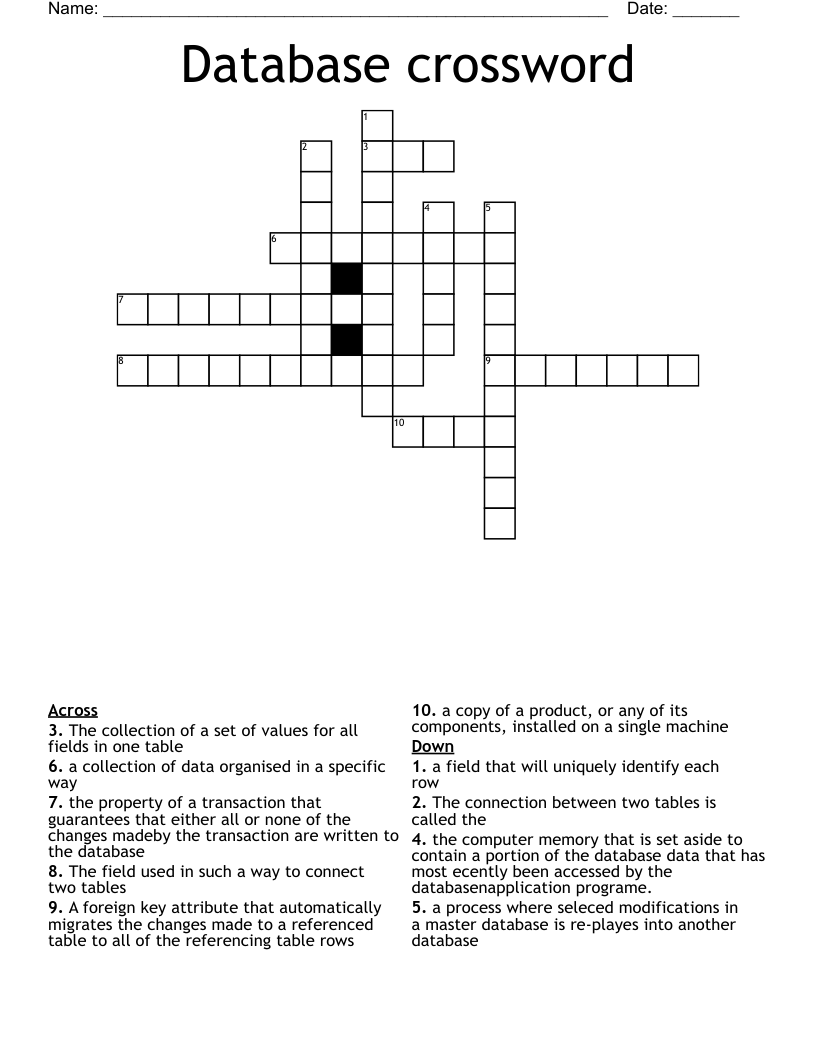 Database crossword