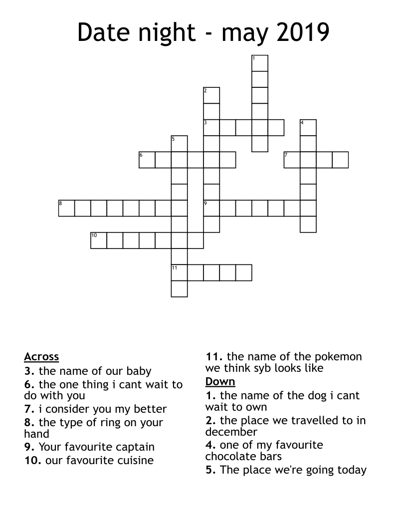 Date night - may 2019 Crossword