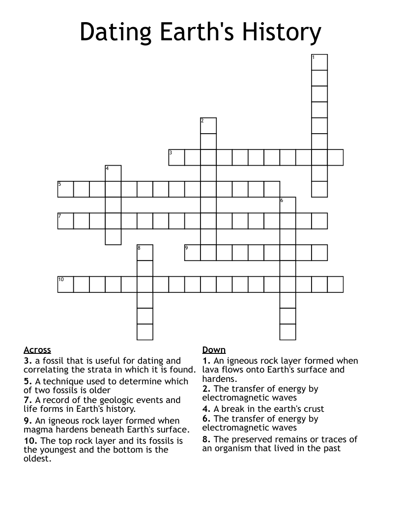 Dating Earth's History Crossword