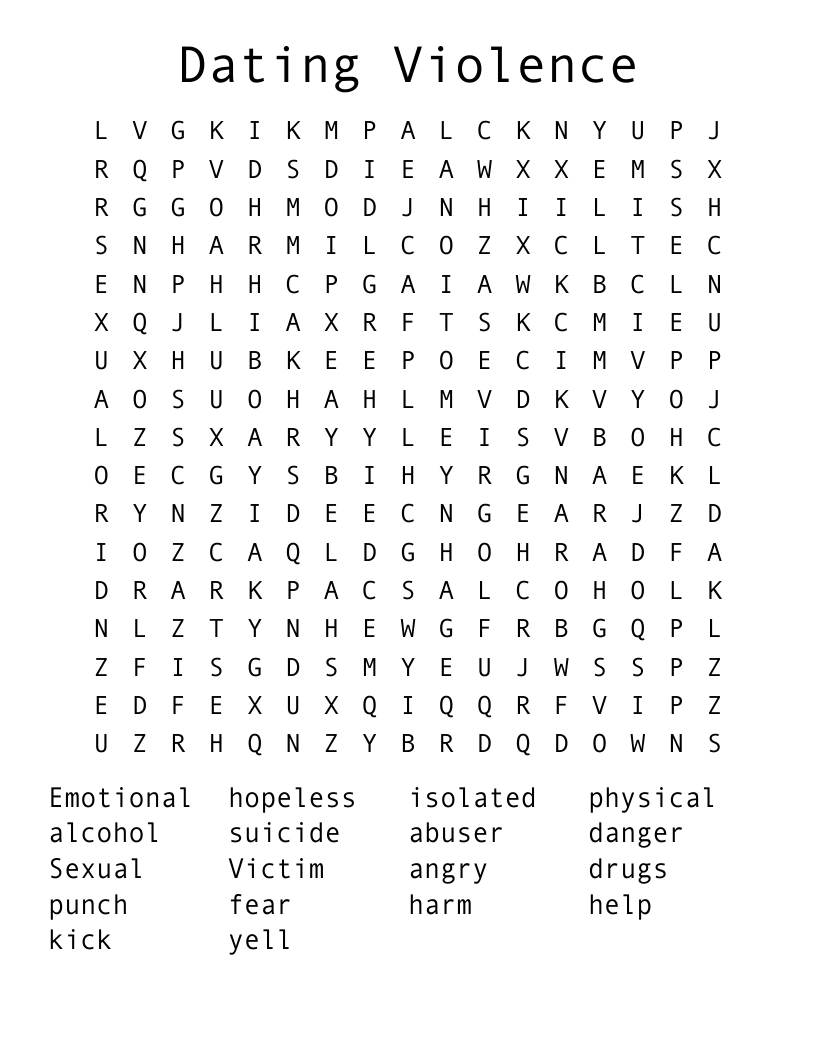 Dating Violence Word Search