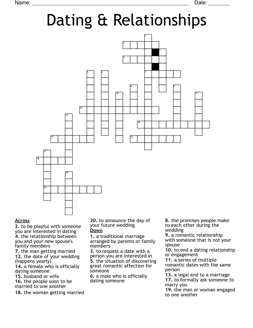 Dating & Relationships Crossword