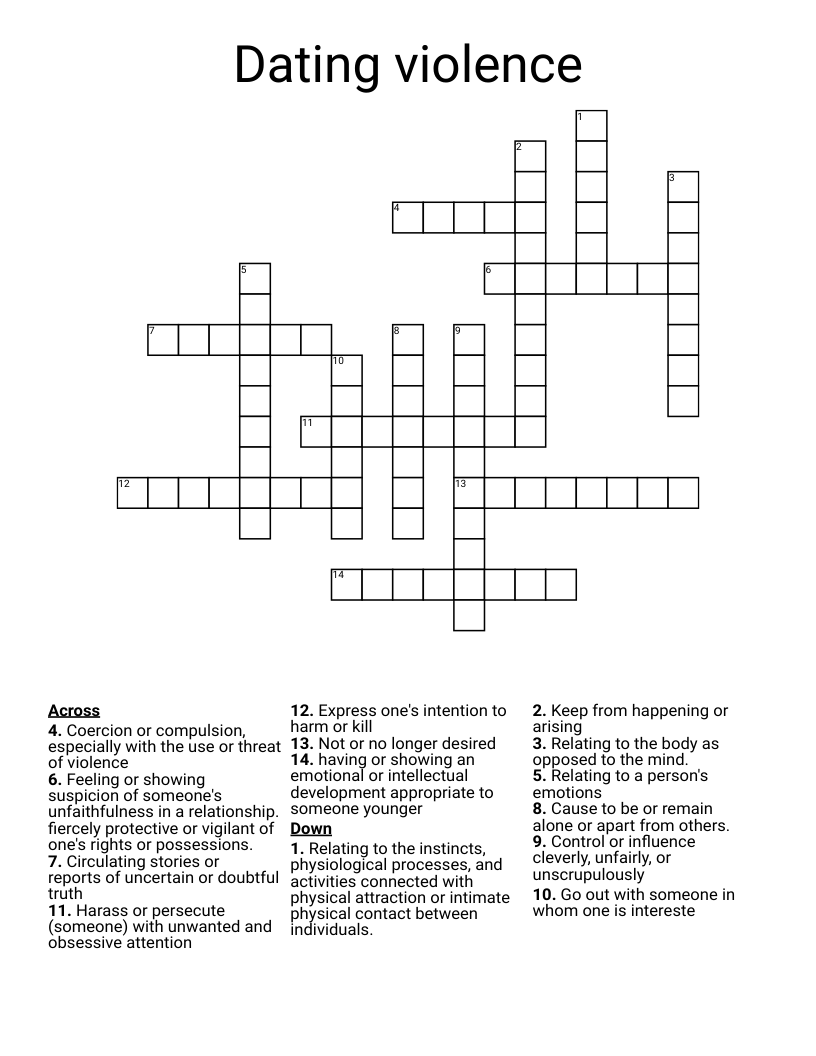 Dating violence  Crossword