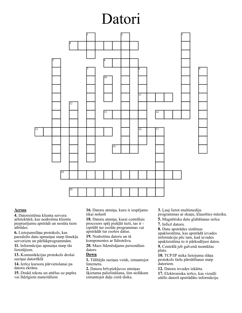 Datori Crossword