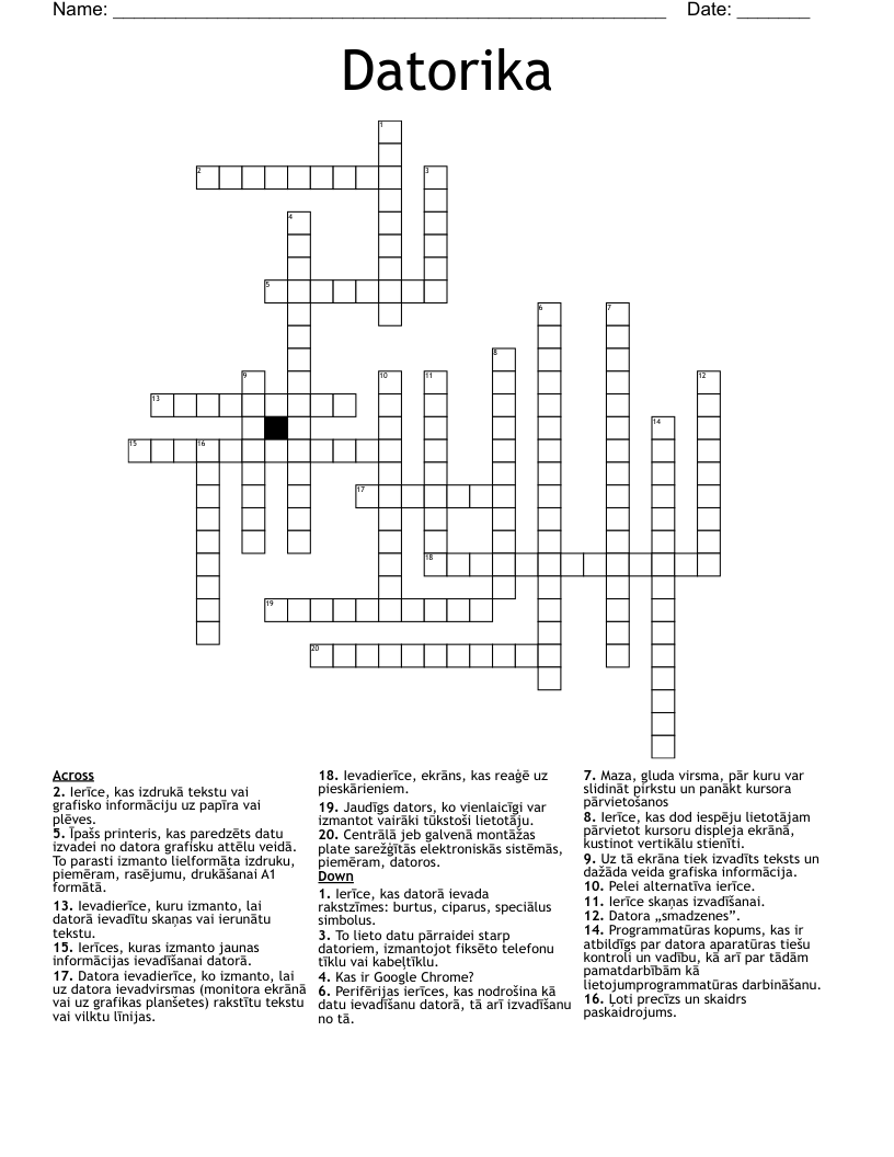 Datorika Crossword