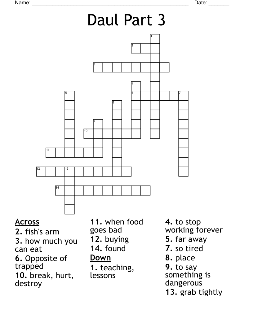Daul Part 3 Crossword