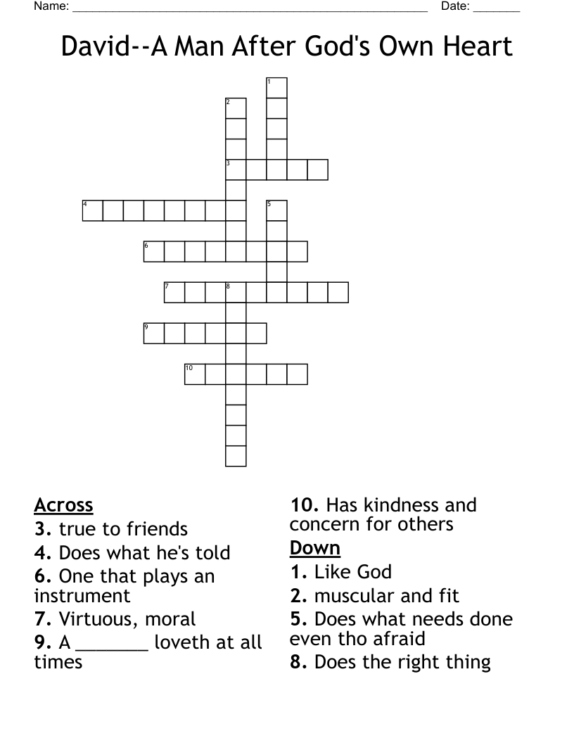 David--A Man After God's Own Heart Crossword