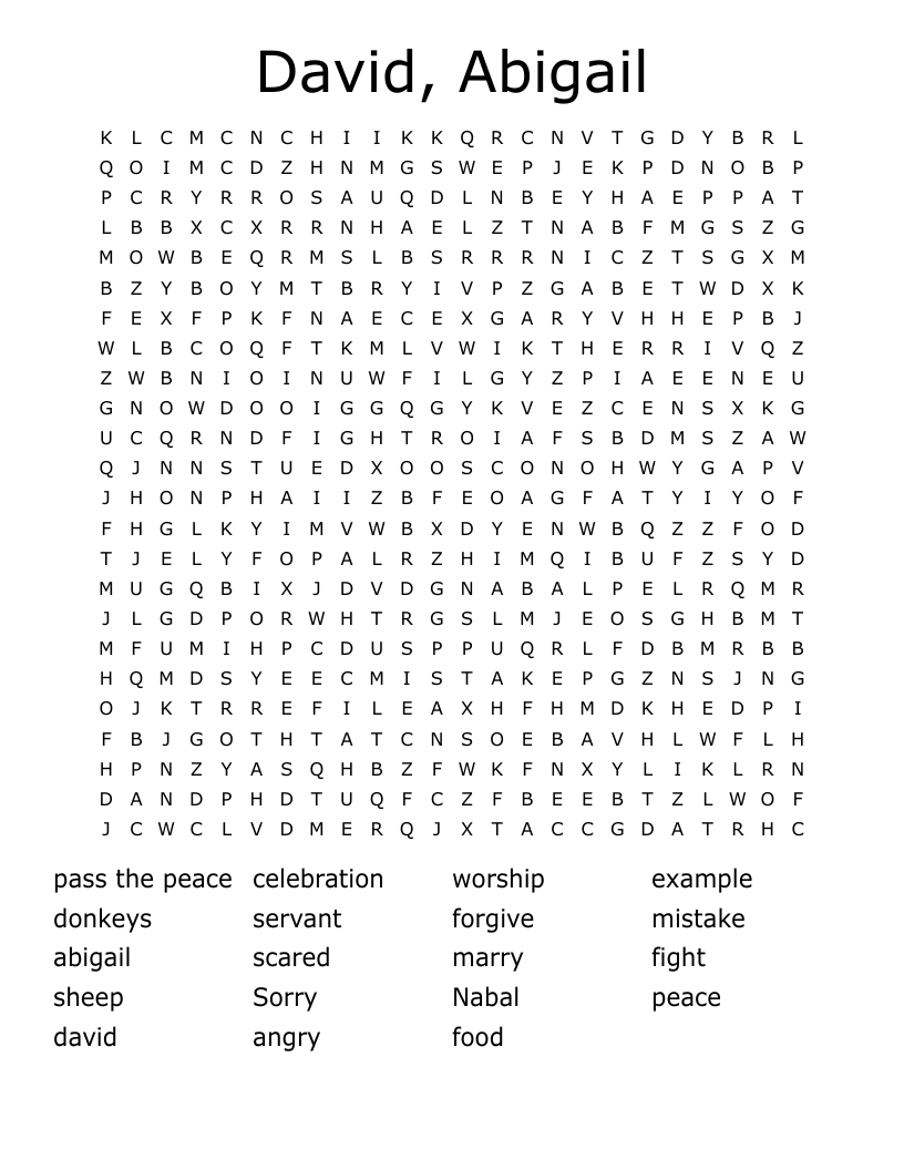 David, Abigail Word Search