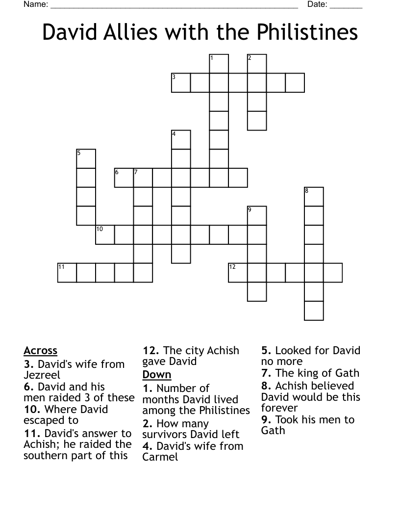 David Allies with the Philistines Crossword
