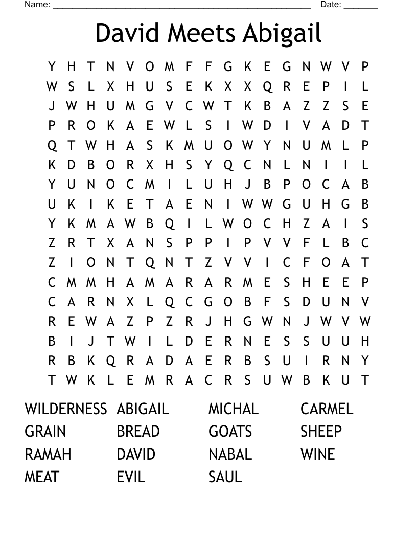 David Meets Abigail Word Search