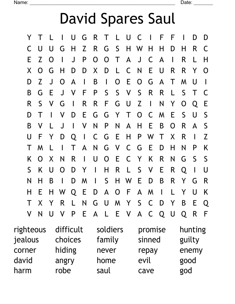 David Spares Saul Word Search