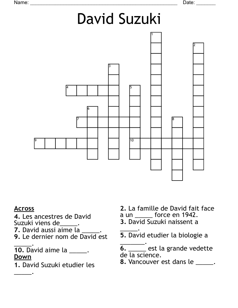 David Suzuki Crossword