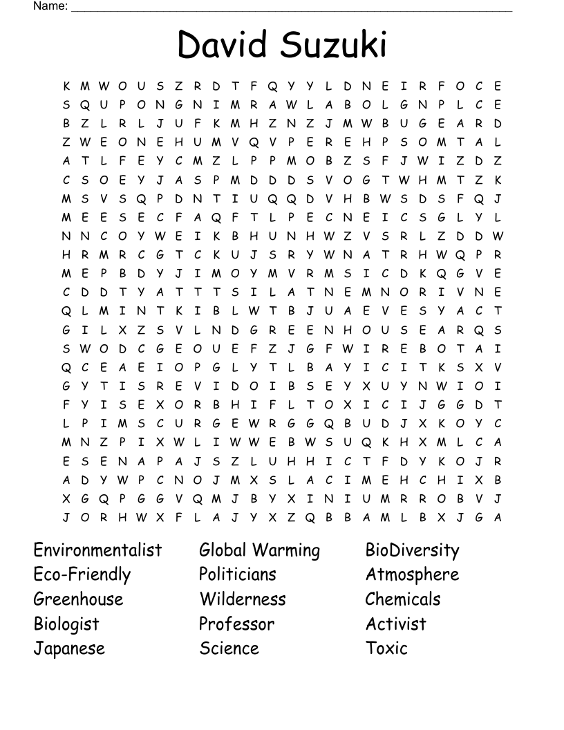 David Suzuki Word Search