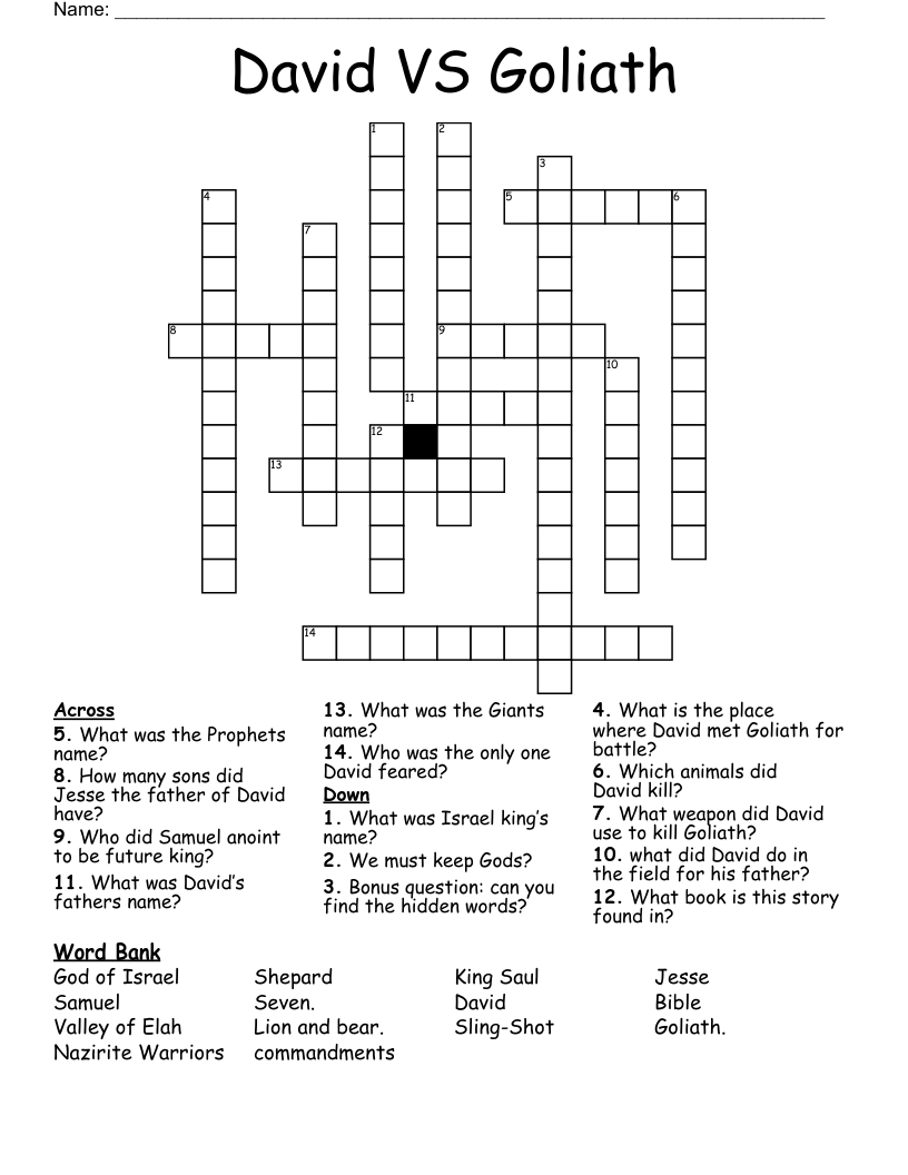 David VS Goliath  Crossword