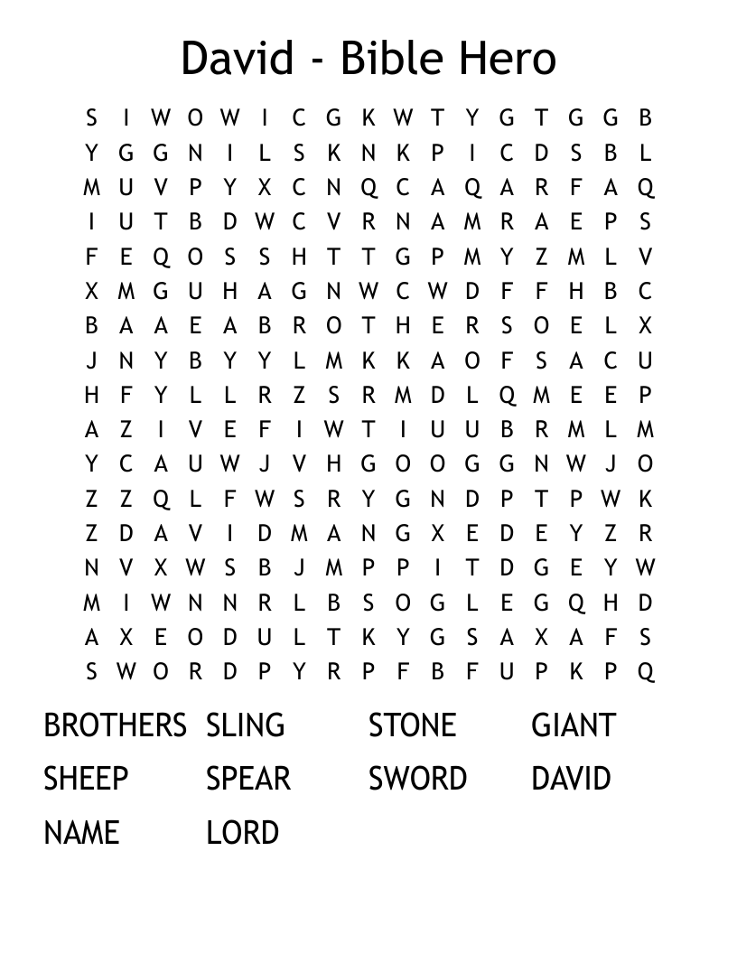 David - Bible Hero Word Search