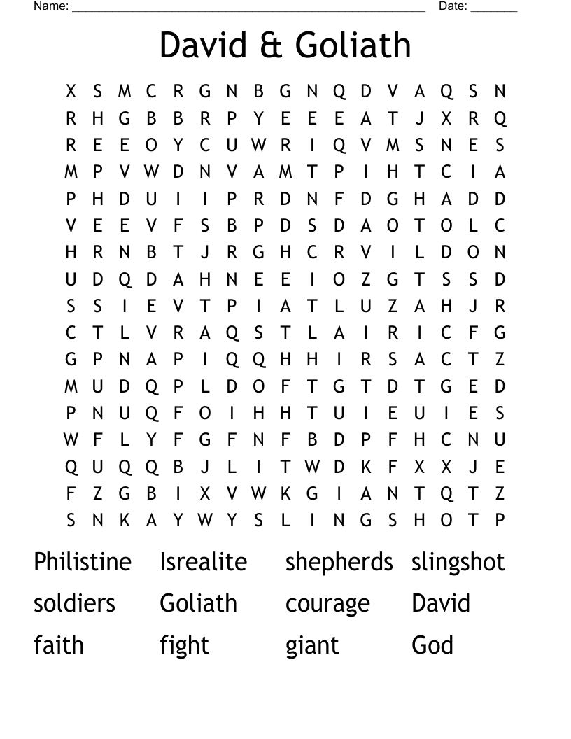 David & Goliath Word Search