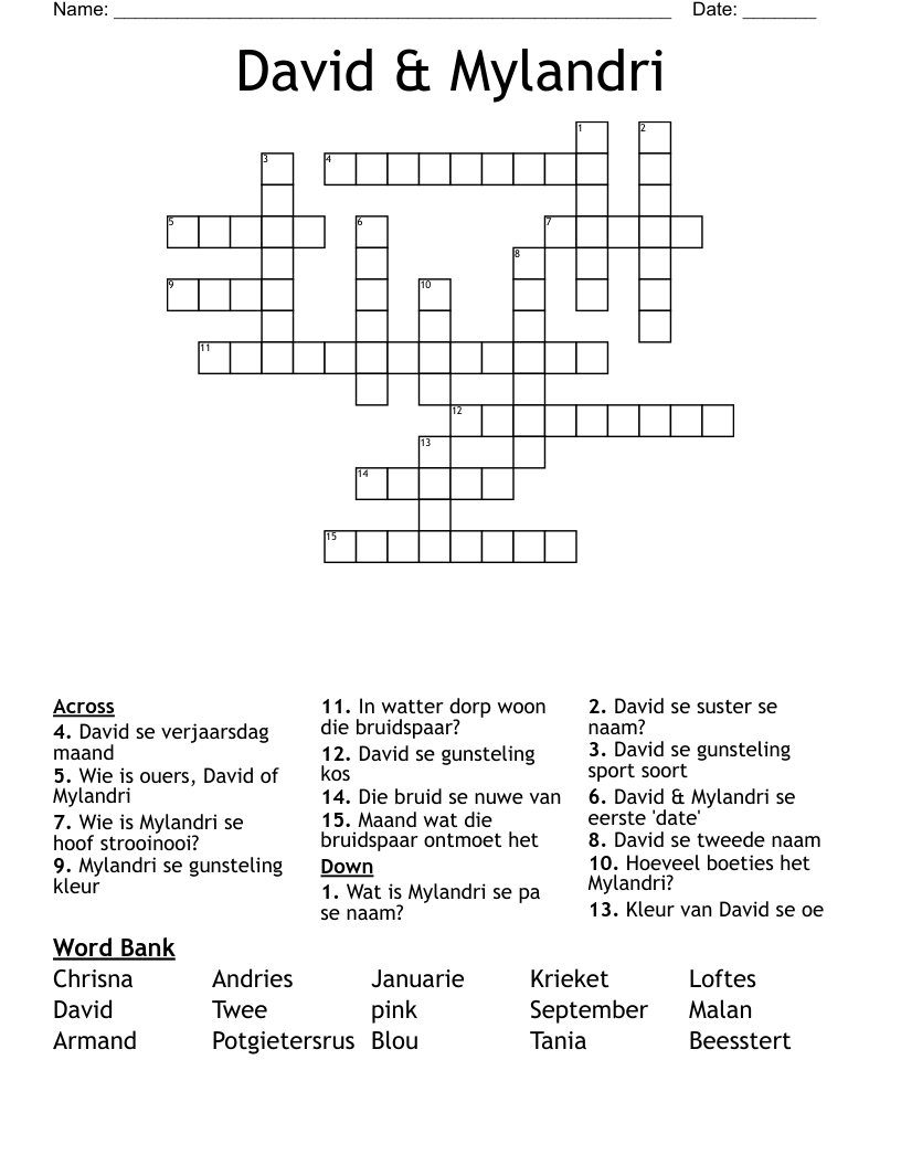David & Mylandri Crossword