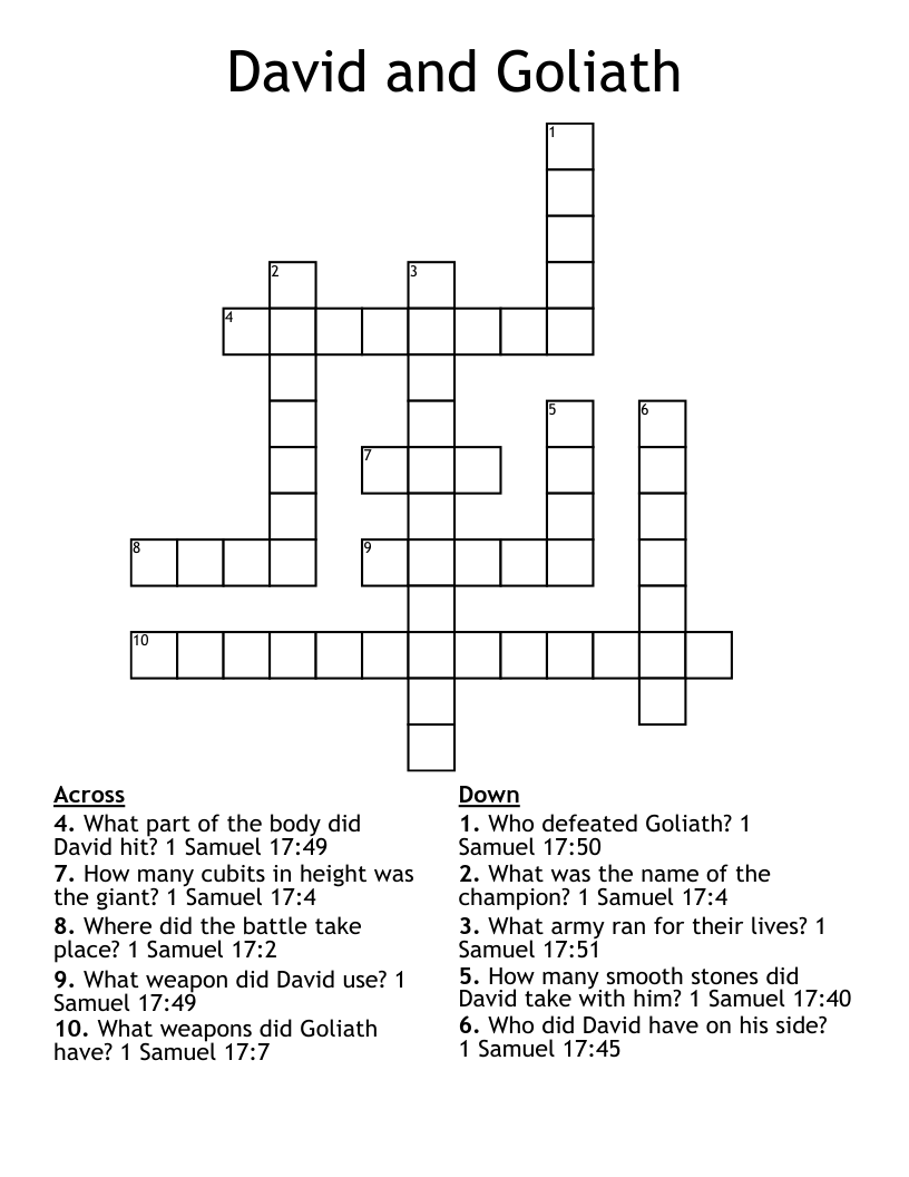 David  and Goliath Crossword