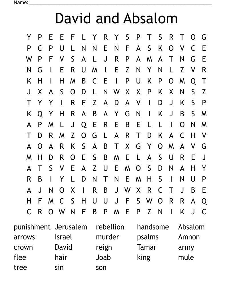David and Absalom Word Search