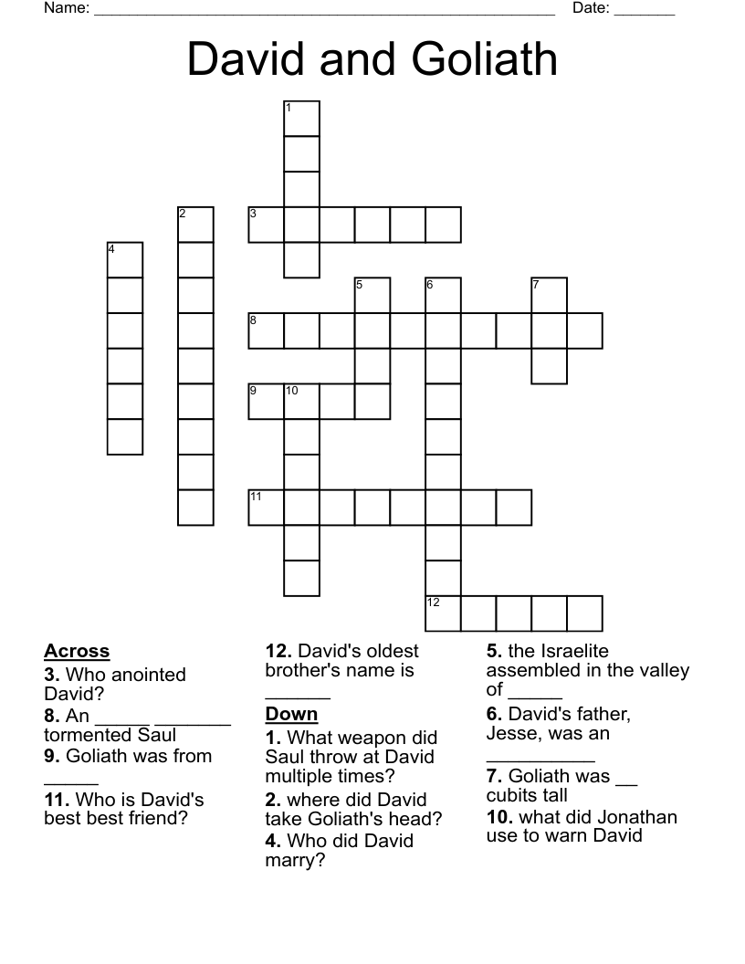 David and Goliath Crossword