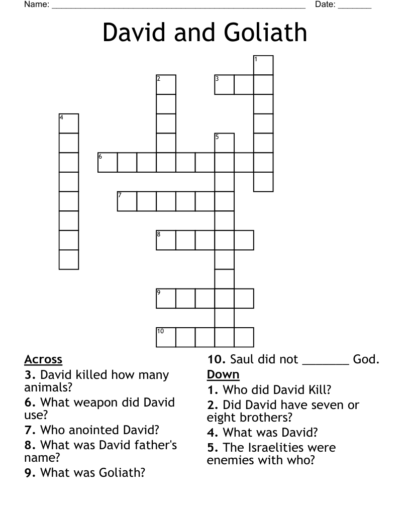 David and Goliath Crossword