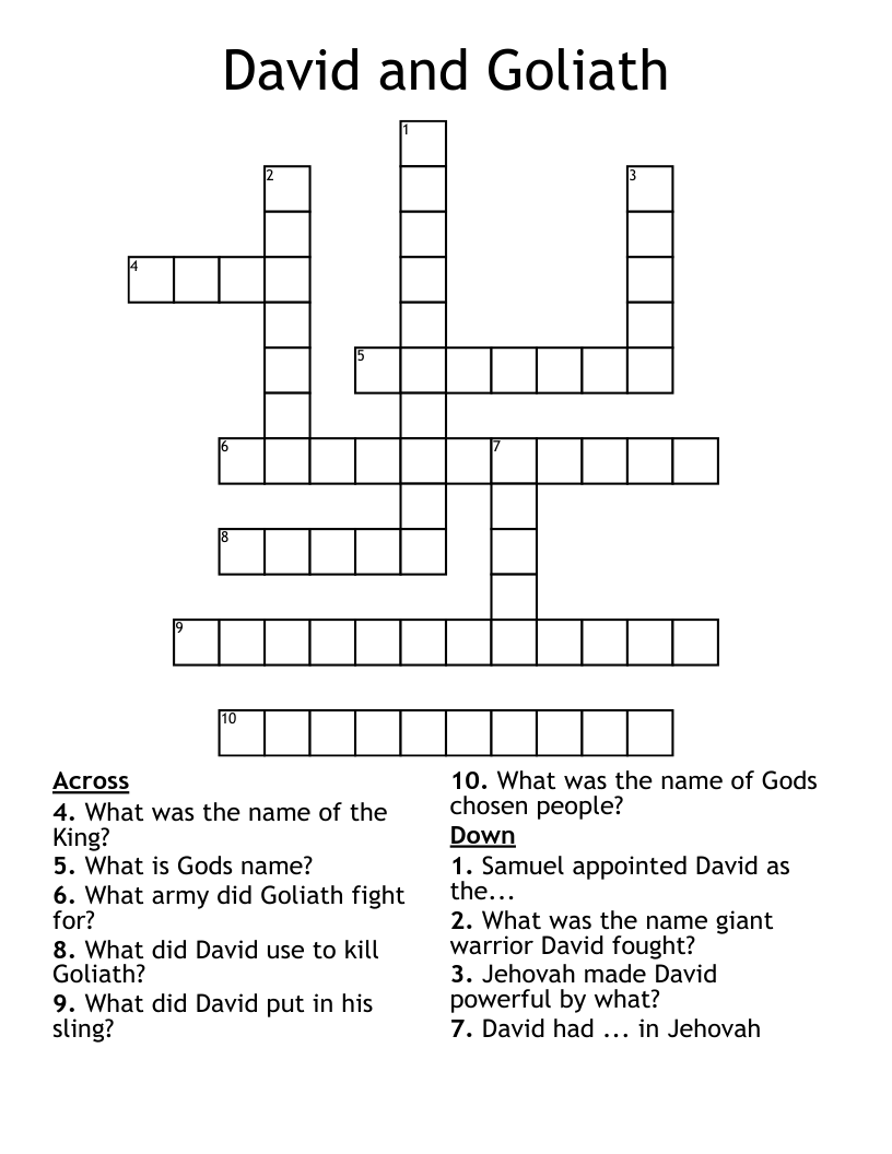 David and Goliath Crossword