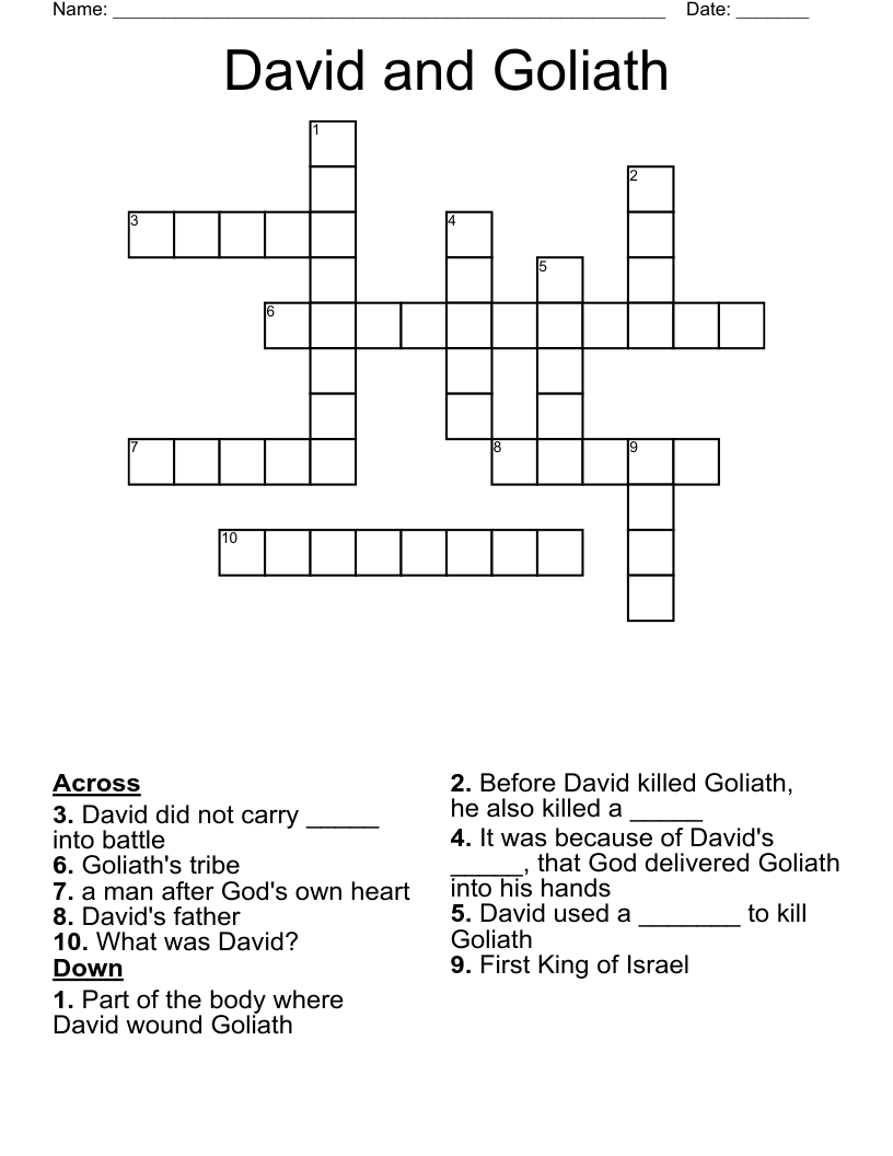 David and Goliath Crossword