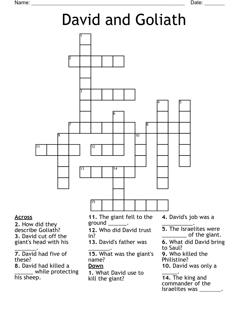 David and Goliath Crossword