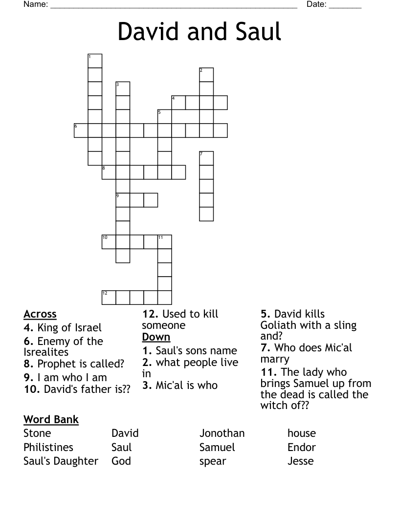 David and Saul Crossword
