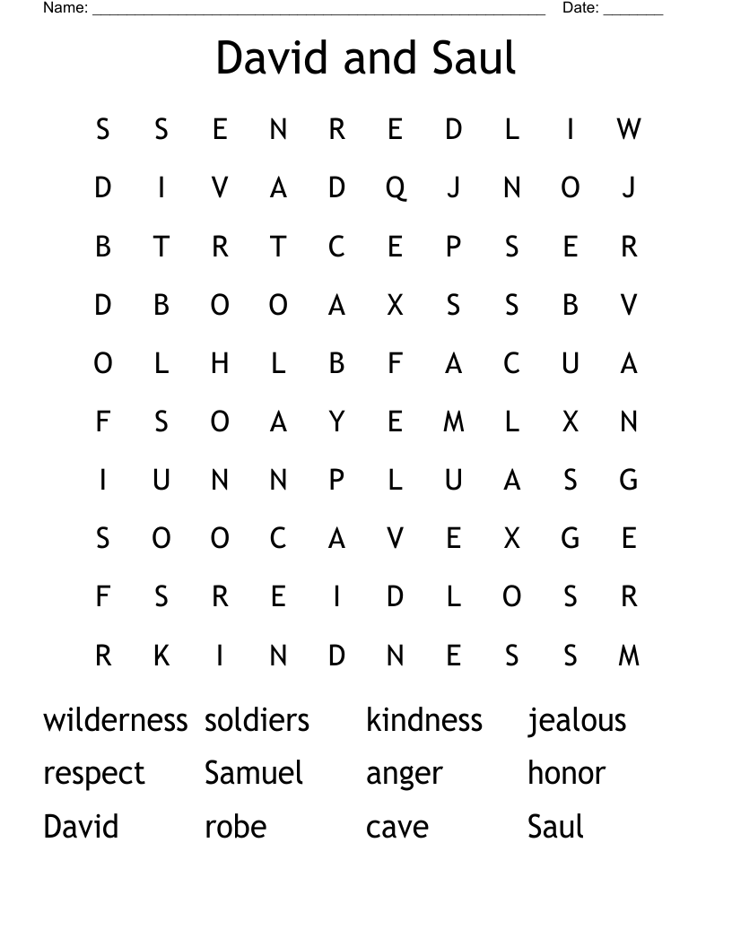David and Saul Word Search
