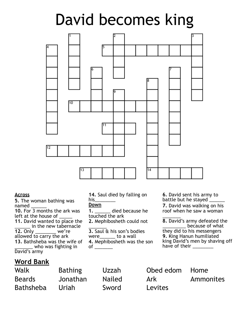 David becomes king Crossword