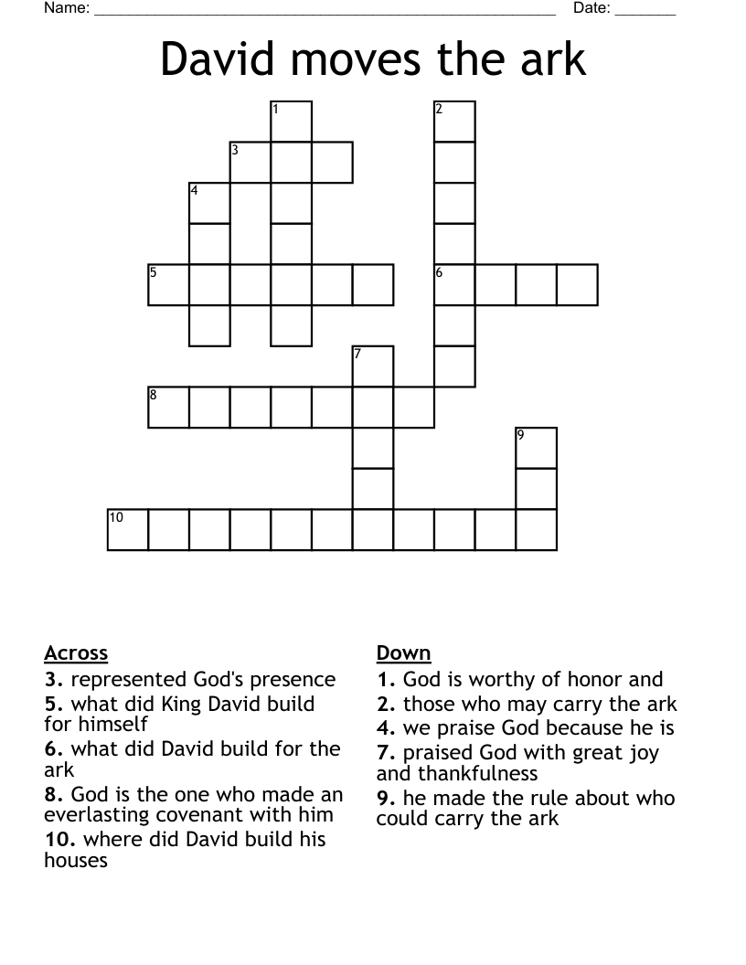 David moves the ark Crossword
