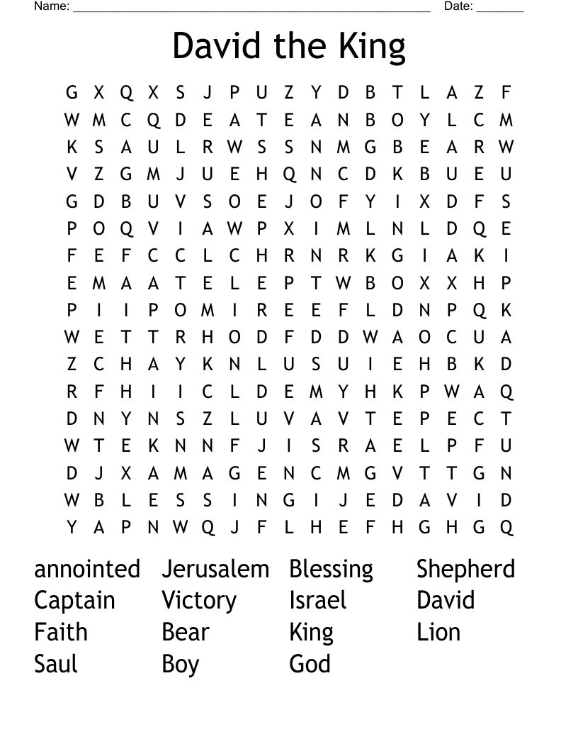David the King Word Search