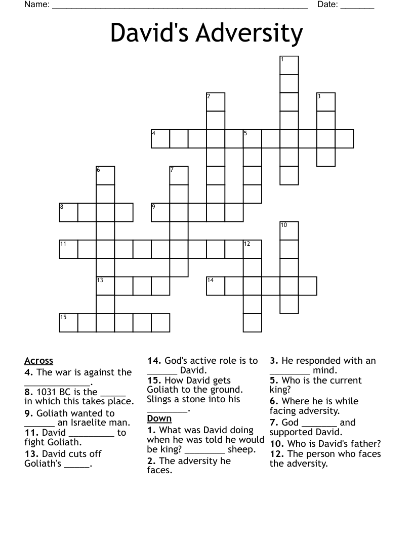 David's Adversity Crossword
