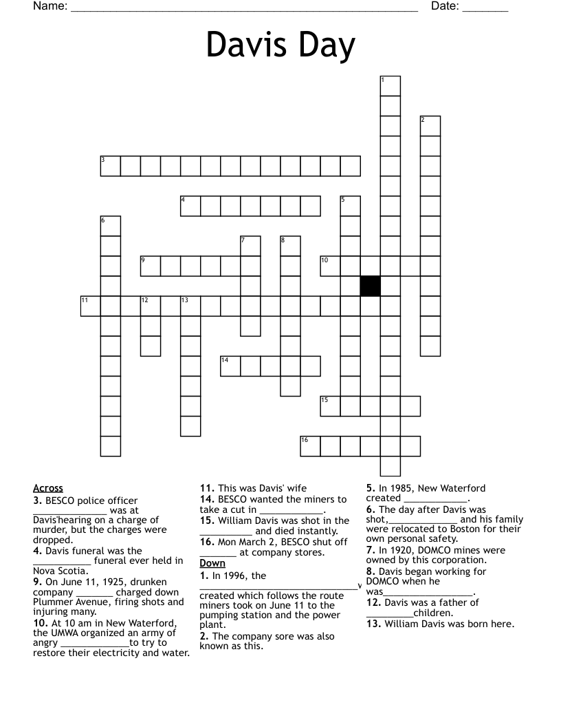 Davis Day Crossword