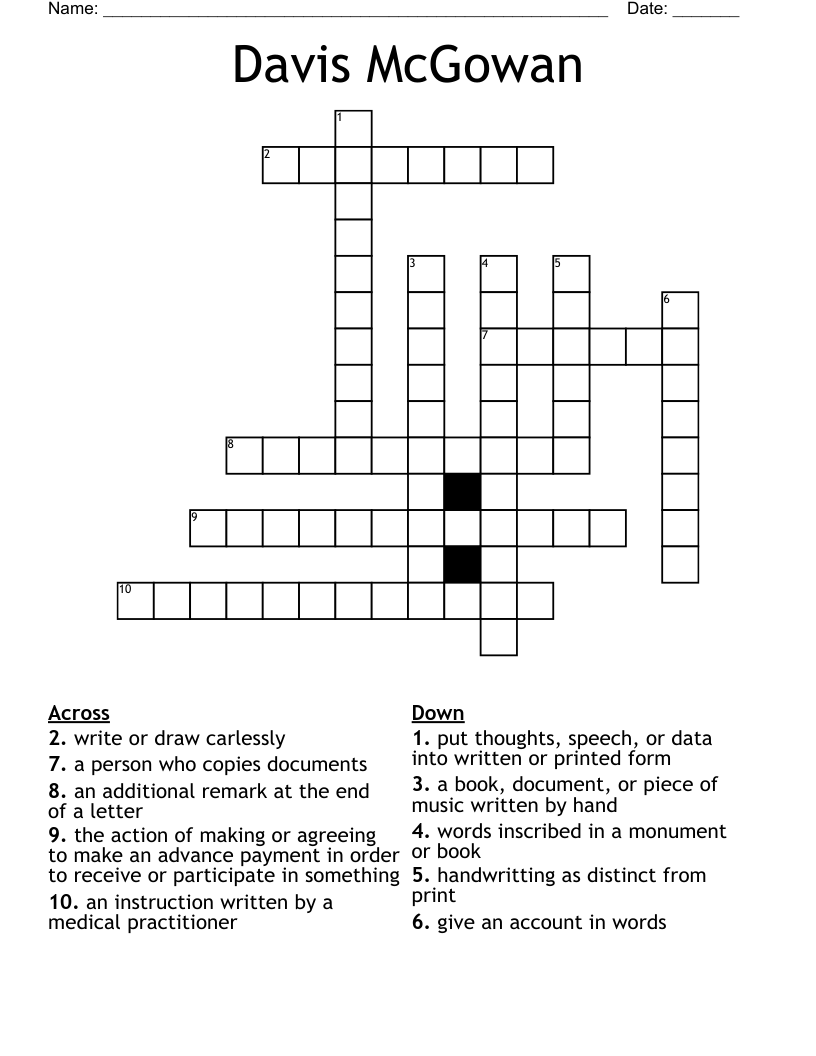 Davis McGowan Crossword