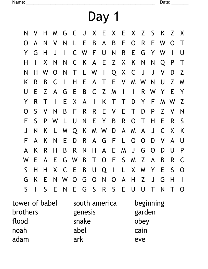Day 1 Word Search