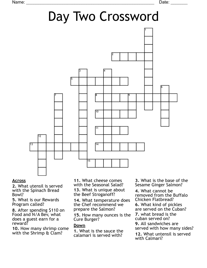 Day Two Crossword