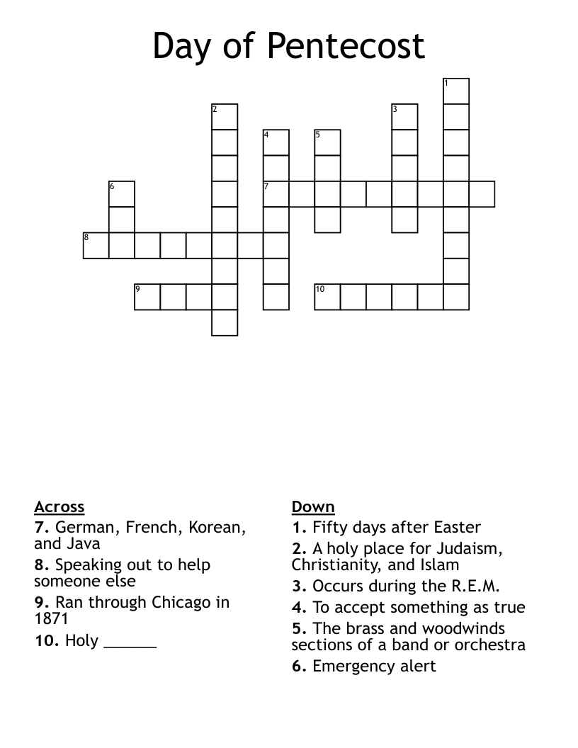 Day of Pentecost Crossword