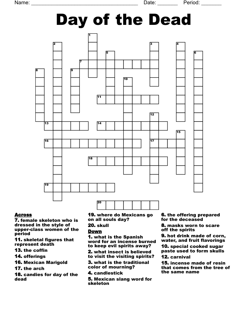 Day of the Dead Crossword