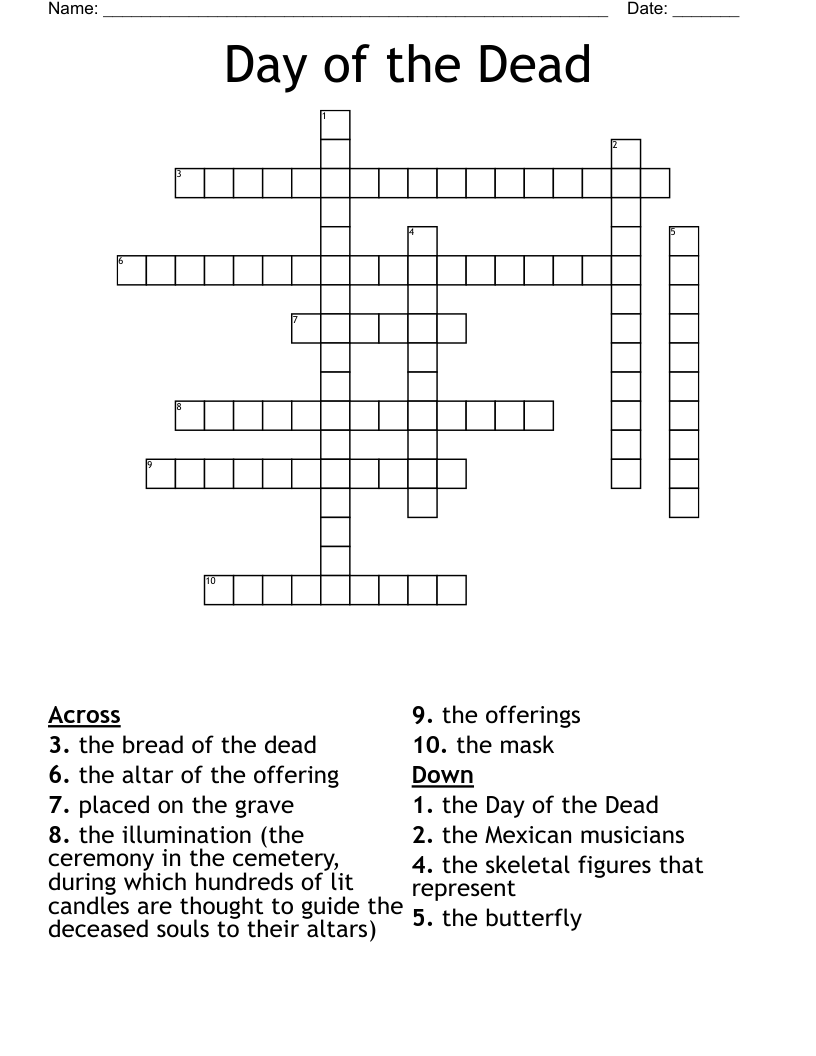 Day of the Dead Crossword