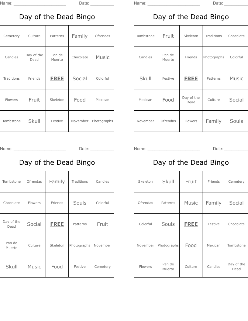 Day of the Dead Bingo