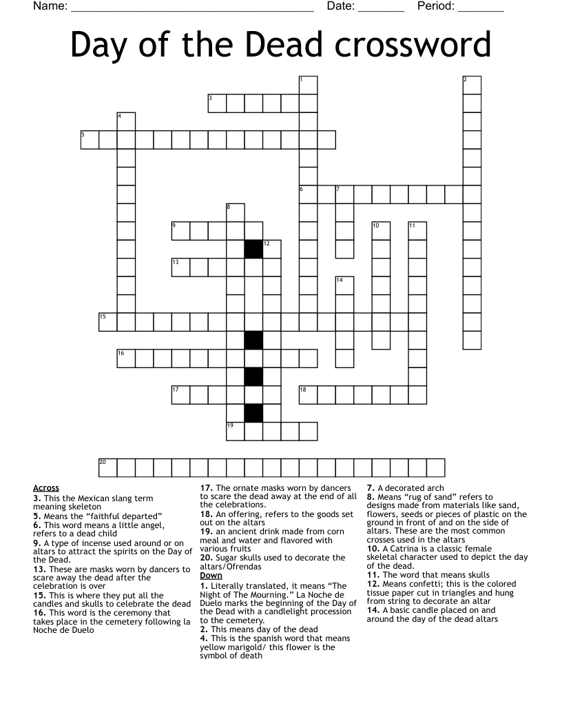 Day of the Dead crossword