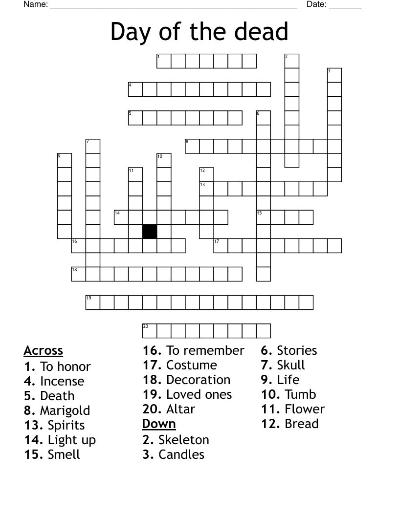 Day of the dead  Crossword